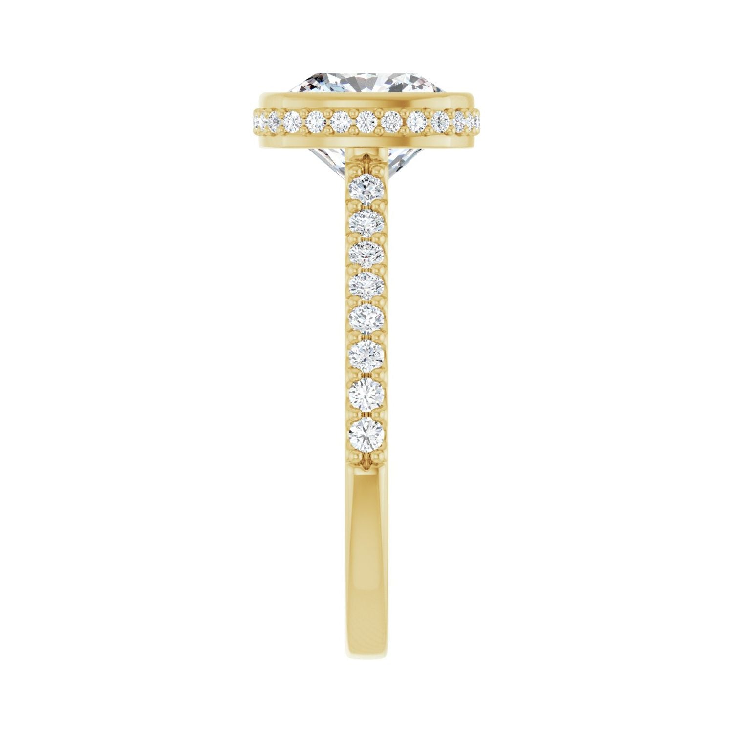Cushion Hidden Halo-Style Engagement Ring | Metal Type=14K Yellow Gold | Center Stone Size=3 CT | Image 4