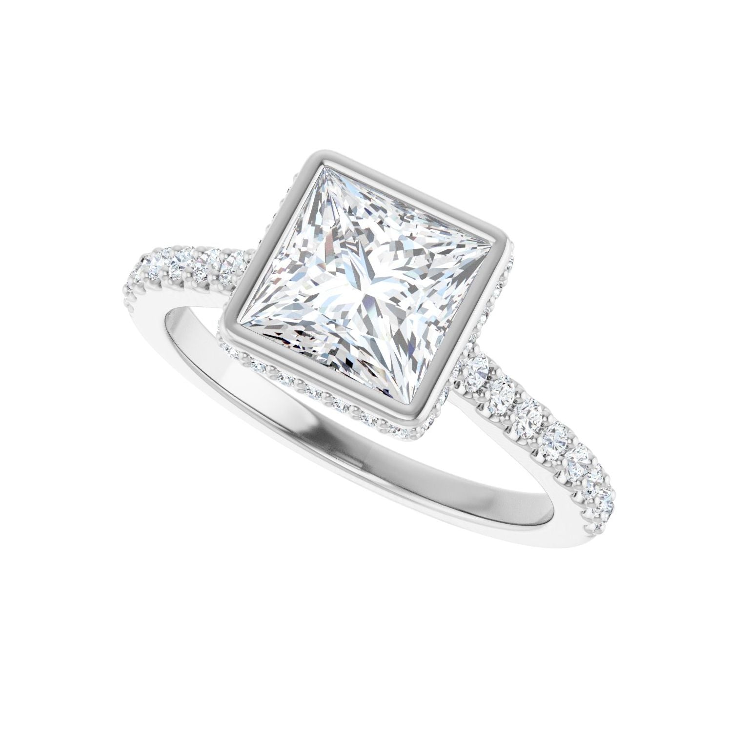 Square Hidden Halo-Style Engagement Ring | Metal Type=14K White Gold | Center Stone Size=1.5 CT | Image 5