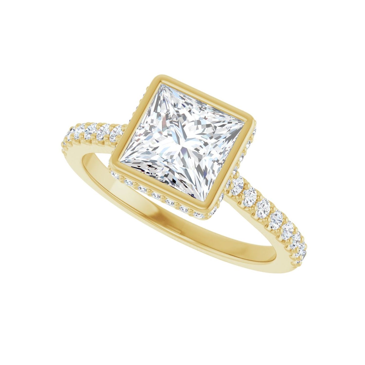 Square Hidden Halo-Style Engagement Ring | Metal Type=14K Yellow Gold | Center Stone Size=1.5 CT | Image 5