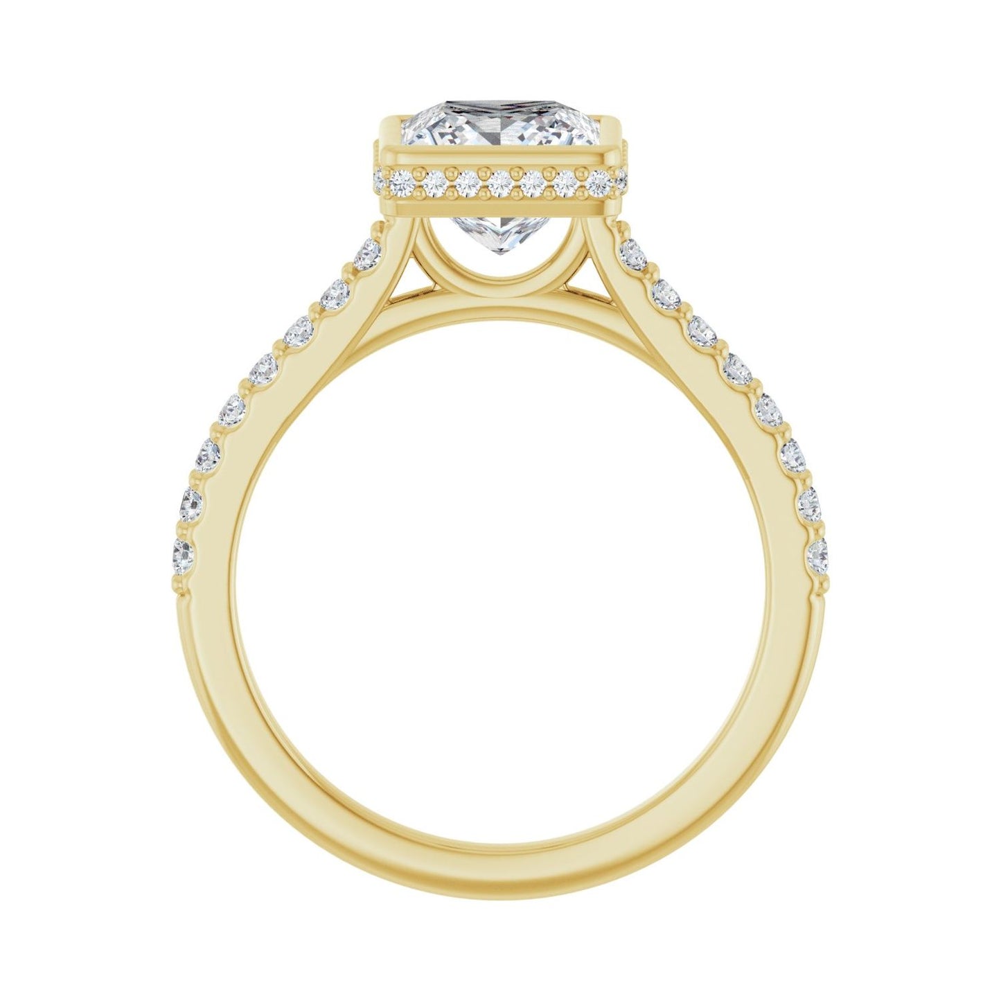 Square Hidden Halo-Style Engagement Ring | Metal Type=14K Yellow Gold | Center Stone Size=1.5 CT | Image 2