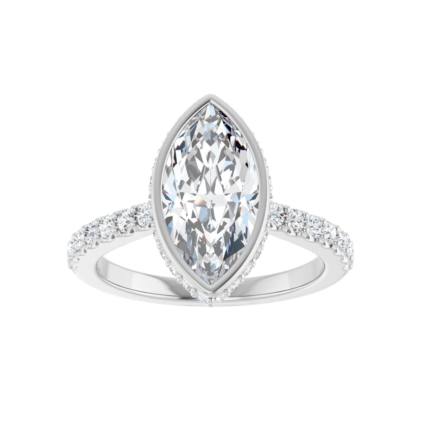 Marquise Hidden Halo-Style Engagement Ring | Metal Type=14K White Gold | Center Stone Size=2 CT | Image 3
