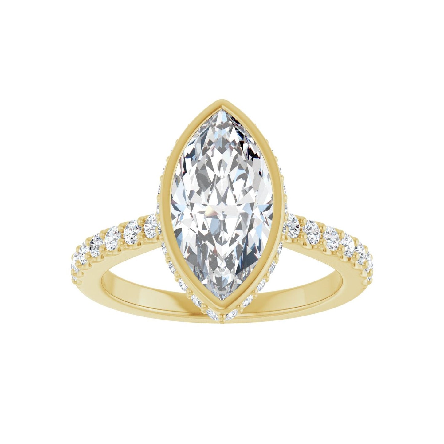 Marquise Hidden Halo-Style Engagement Ring | Metal Type=14K Yellow Gold | Center Stone Size=2 CT | Image 3
