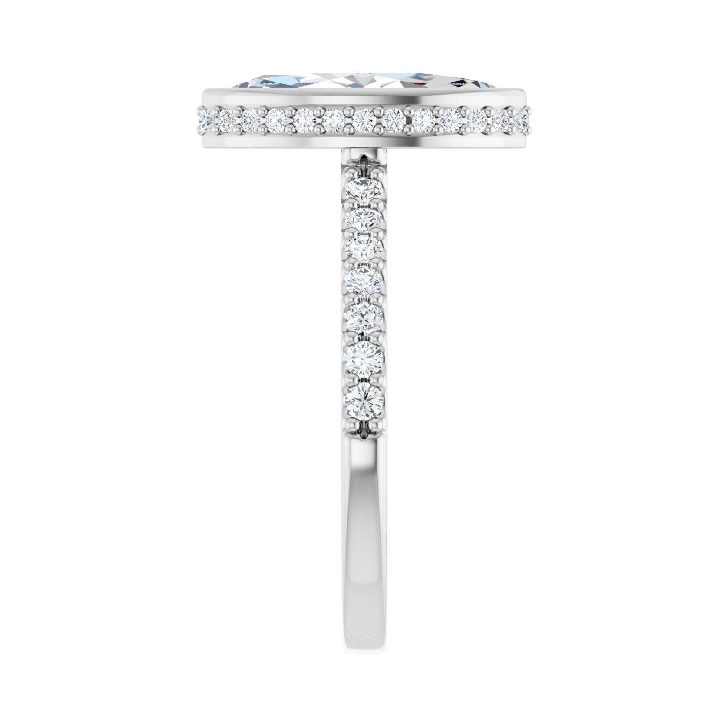 Marquise Hidden Halo-Style Engagement Ring | Metal Type=14K White Gold | Center Stone Size=2 CT | Image 4