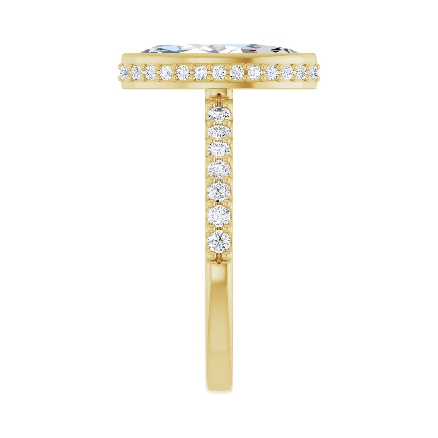 Marquise Hidden Halo-Style Engagement Ring | Metal Type=14K Yellow Gold | Center Stone Size=2 CT | Image 4