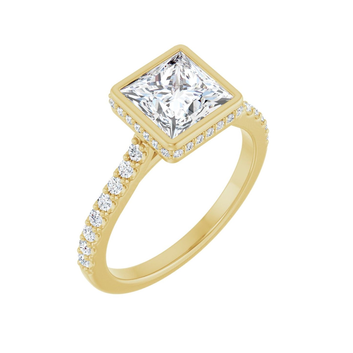 Square Hidden Halo-Style Engagement Ring | Metal Type=14K Yellow Gold | Center Stone Size=1.5 CT | Image 1