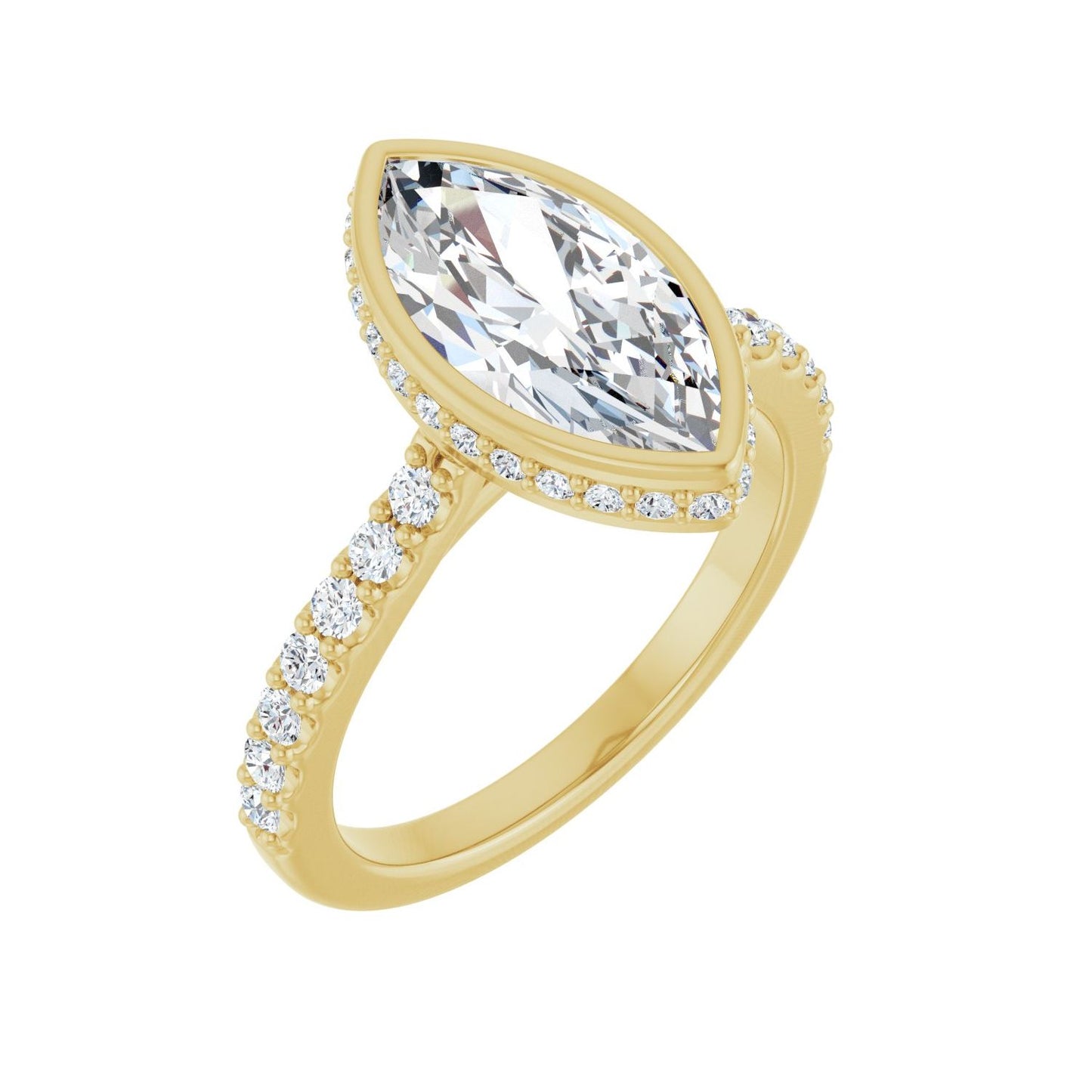 Marquise Hidden Halo-Style Engagement Ring | Metal Type=14K Yellow Gold | Center Stone Size=2 CT | Image 1