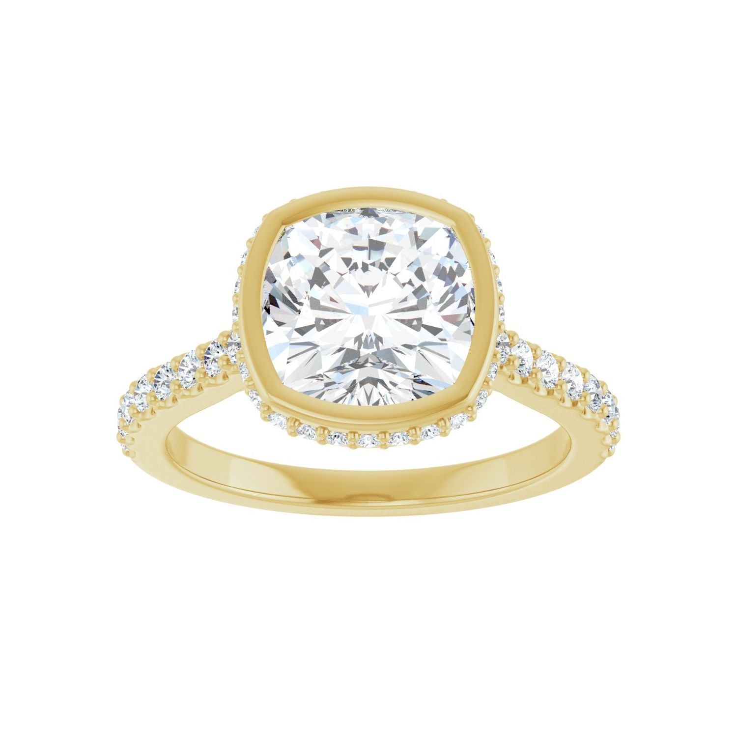 Cushion Hidden Halo-Style Engagement Ring | Metal Type=14K Yellow Gold | Center Stone Size=3 CT | Image 3