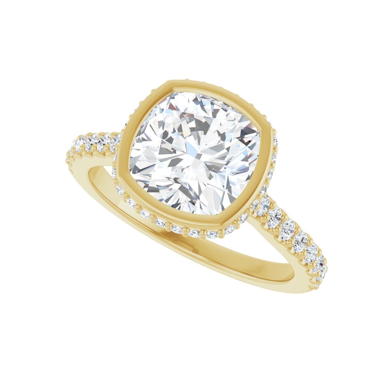 Cushion Hidden Halo-Style Engagement Ring | Metal Type=14K Yellow Gold | Center Stone Size=3 CT | Image 5
