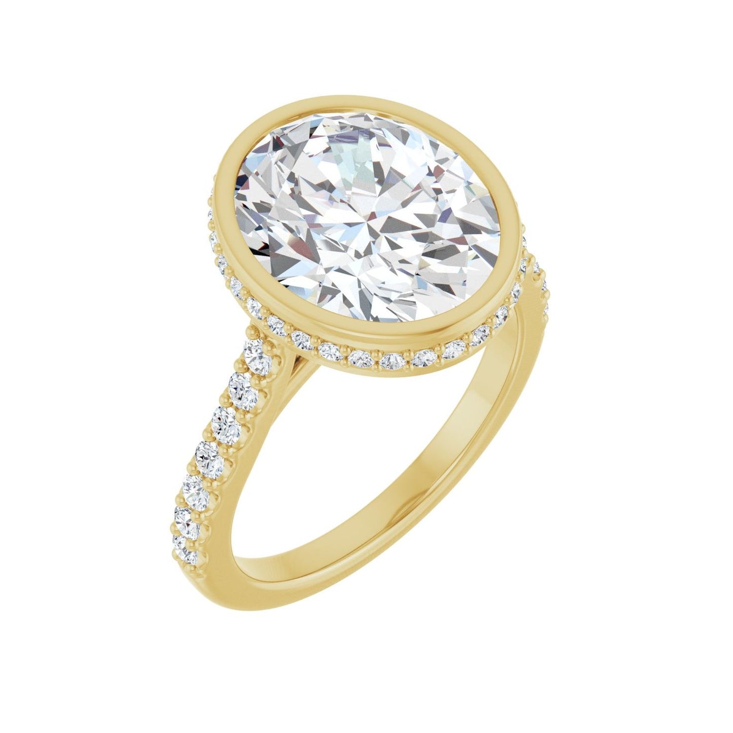 Oval Hidden Halo-Style Engagement Ring | Metal Type=14K Yellow Gold | Center Stone Size=3 CT | Image 1