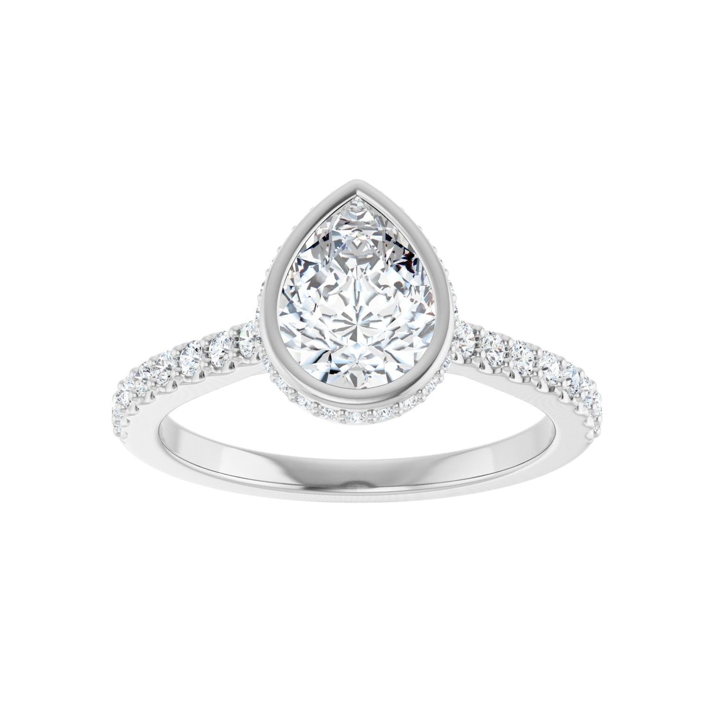 Pear Hidden Halo-Style Engagement Ring | Metal Type=14K White Gold | Center Stone Size=1.5 CT | Image 3