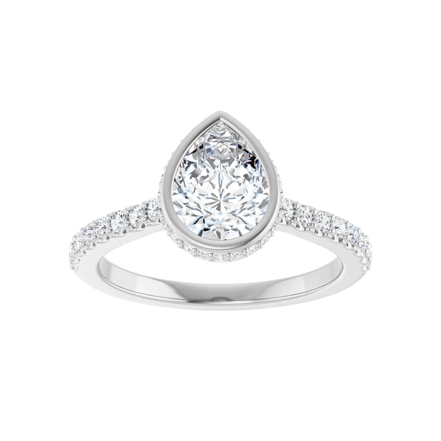 Pear Hidden Halo-Style Engagement Ring | Metal Type=14K White Gold | Center Stone Size=1.5 CT | Image 3