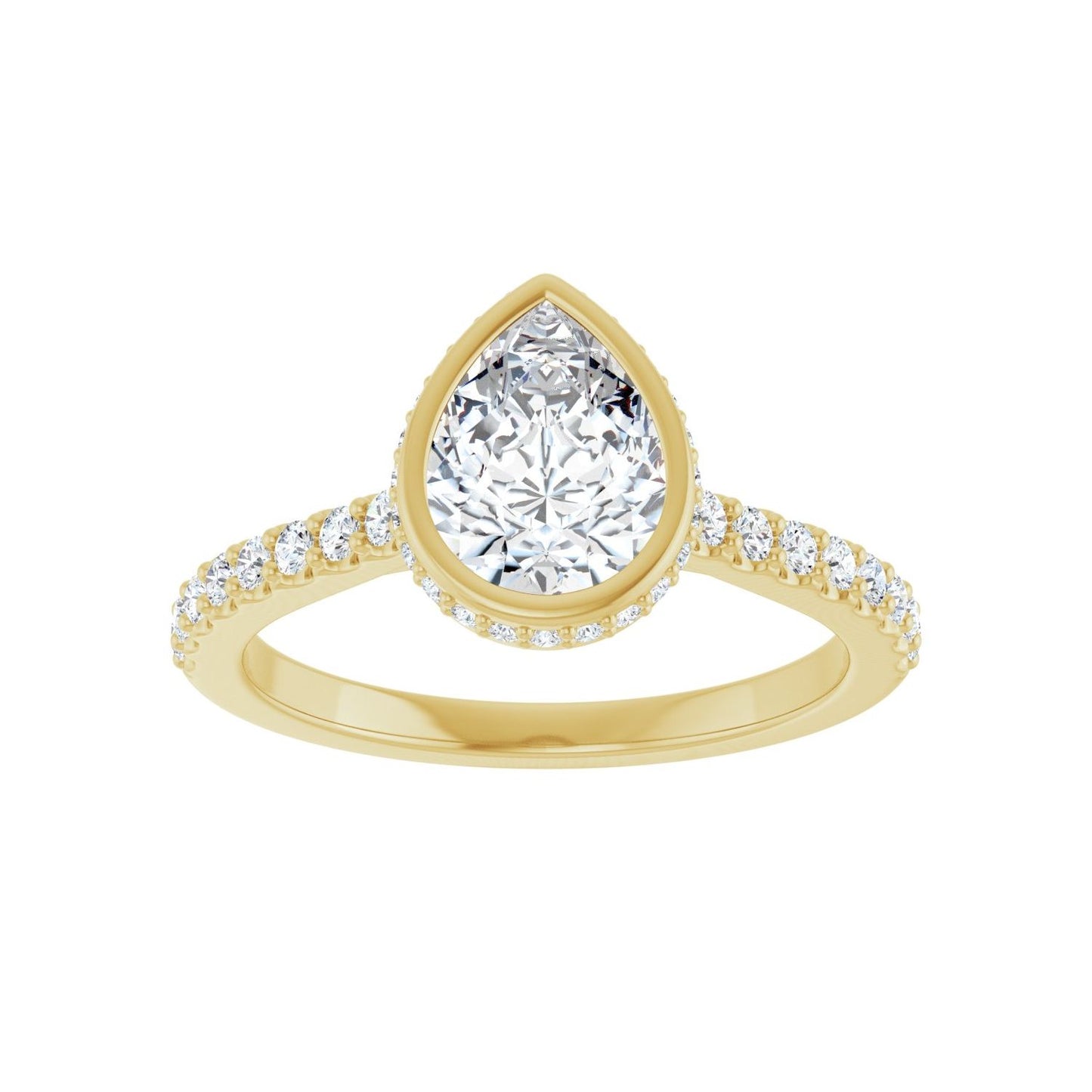 Pear Hidden Halo-Style Engagement Ring | Metal Type=14K Yellow Gold | Center Stone Size=1.5 CT | Image 3