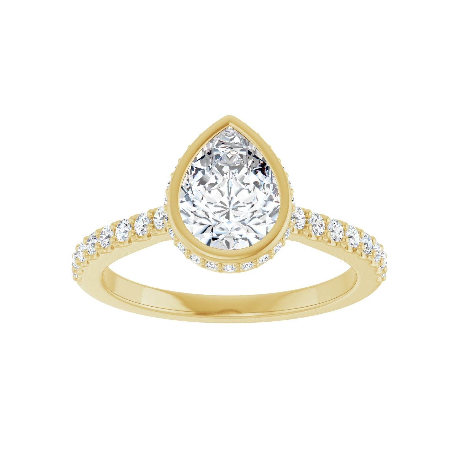 Pear Hidden Halo-Style Engagement Ring | Metal Type=14K Yellow Gold | Center Stone Size=1.5 CT | Image 3