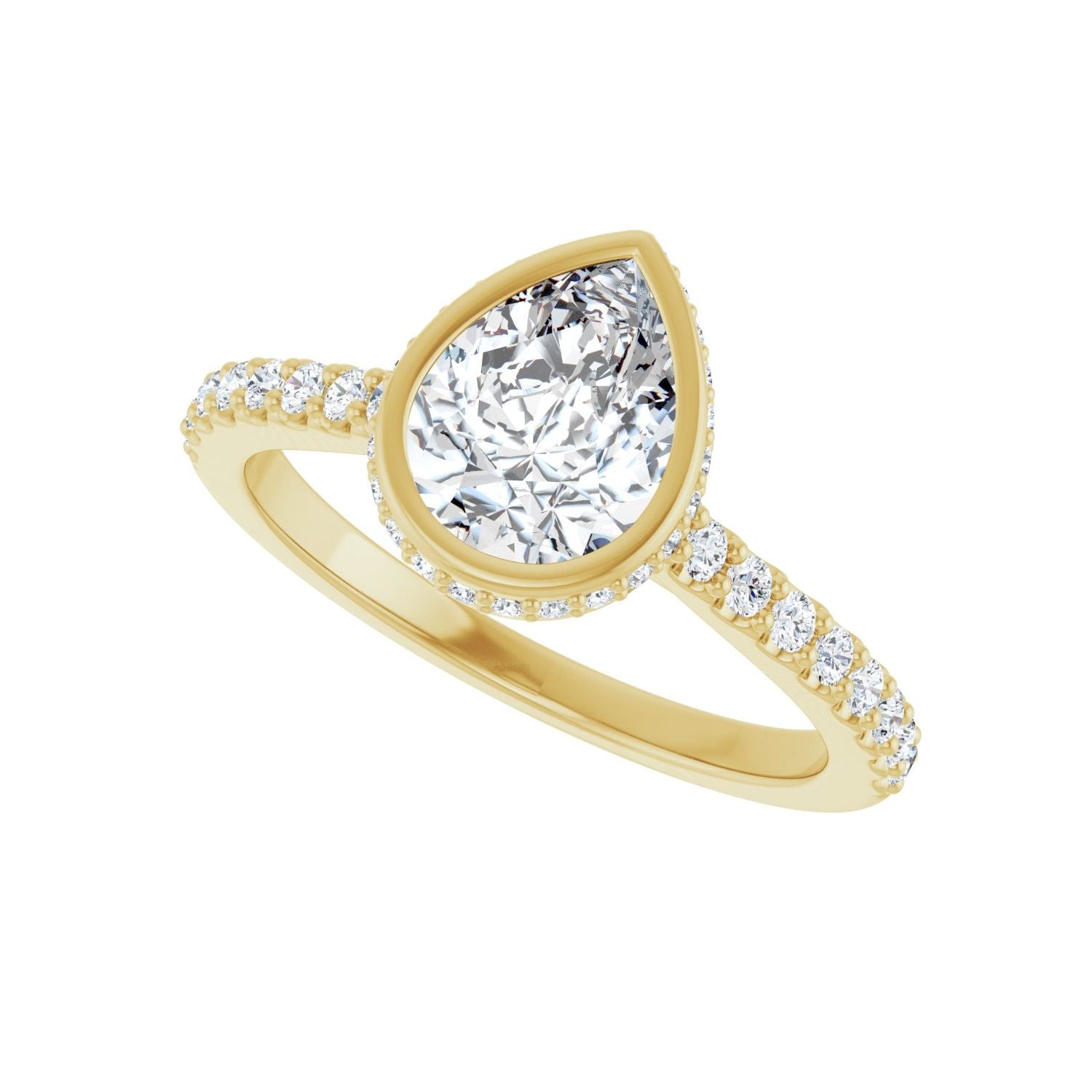 Pear Hidden Halo-Style Engagement Ring | Metal Type=14K Yellow Gold | Center Stone Size=1.5 CT | Image 5