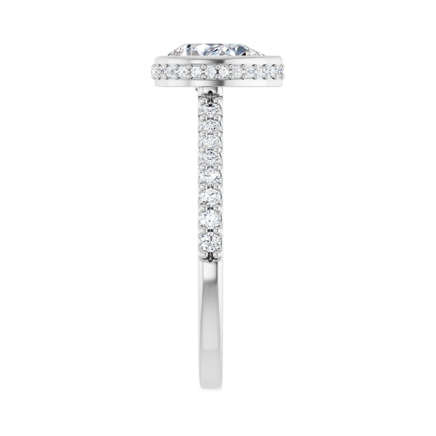 Pear Hidden Halo-Style Engagement Ring | Metal Type=14K White Gold | Center Stone Size=1.5 CT | Image 4