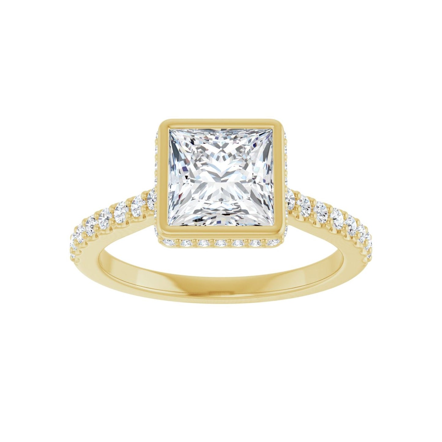 Square Hidden Halo-Style Engagement Ring | Metal Type=14K Yellow Gold | Center Stone Size=1.5 CT | Image 3