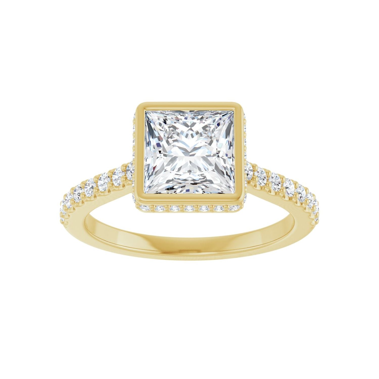 Square Hidden Halo-Style Engagement Ring | Metal Type=14K Yellow Gold | Center Stone Size=1.5 CT | Image 3
