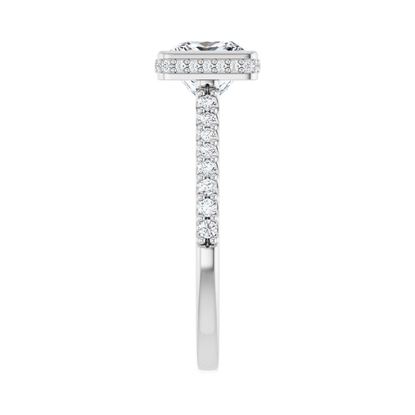Square Hidden Halo-Style Engagement Ring | Metal Type=14K White Gold | Center Stone Size=1.5 CT | Image 4