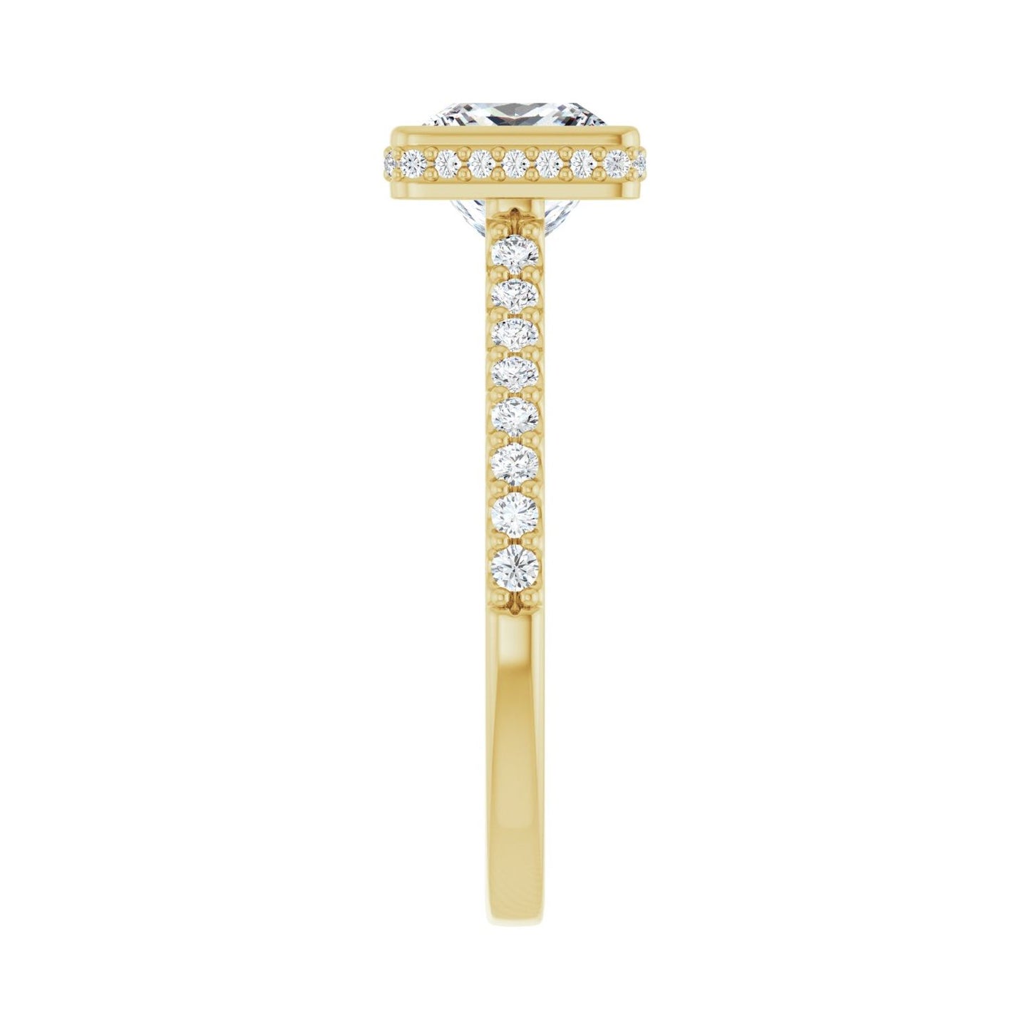 Square Hidden Halo-Style Engagement Ring | Metal Type=14K Yellow Gold | Center Stone Size=1.5 CT | Image 4