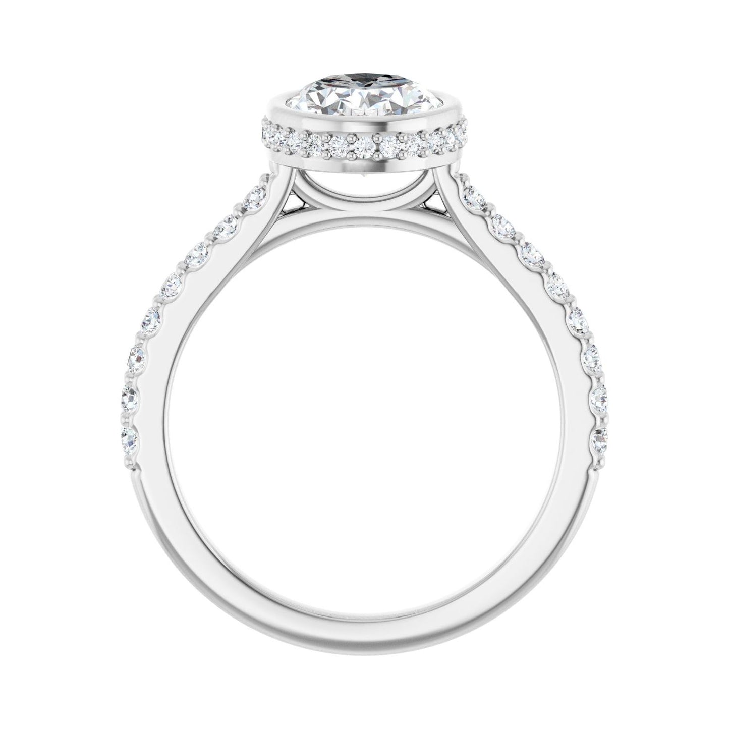 Oval Hidden Halo-Style Engagement Ring | Metal Type=14K White Gold | Center Stone Size=2 CT | Image 2