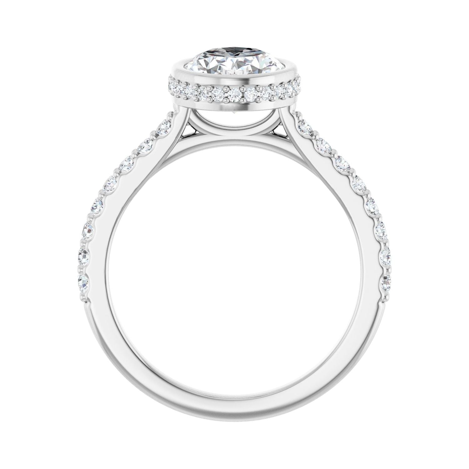 Oval Hidden Halo-Style Engagement Ring | Metal Type=14K White Gold | Center Stone Size=2 CT | Image 2