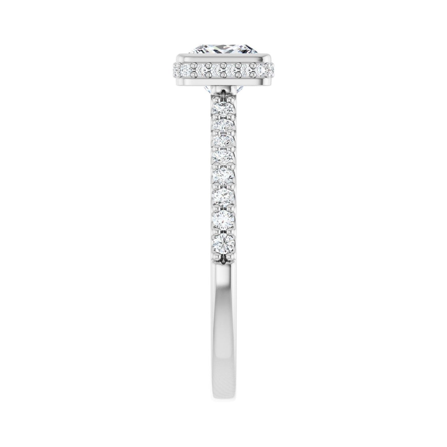 Square Hidden Halo-Style Engagement Ring | Metal Type=14K White Gold | Center Stone Size=1 CT | Image 4