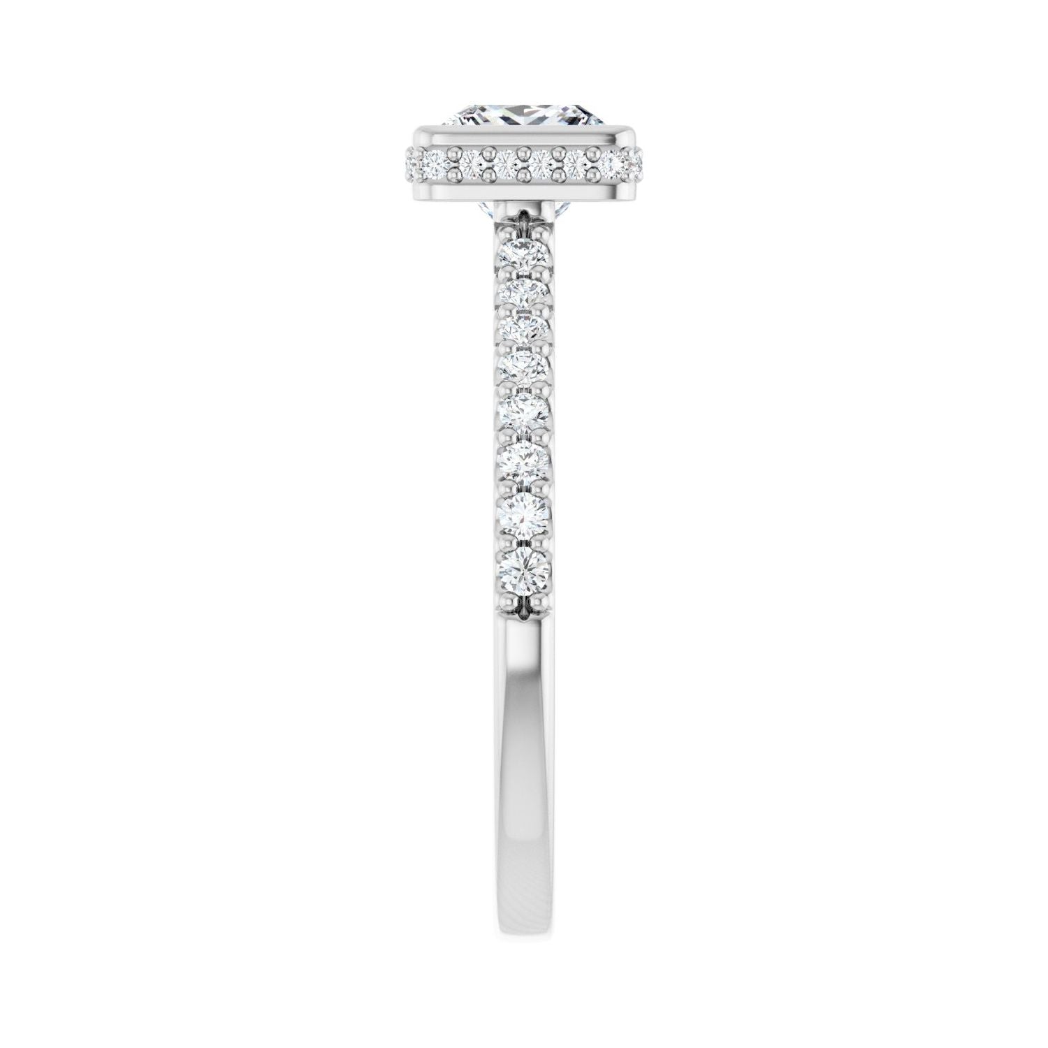 Square Hidden Halo-Style Engagement Ring | Metal Type=14K White Gold | Center Stone Size=1 CT | Image 4