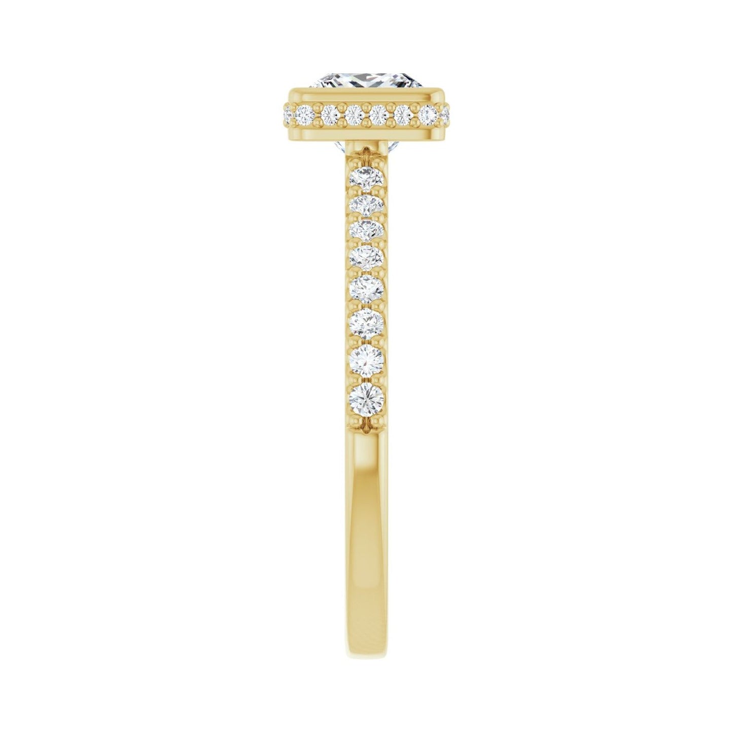 Square Hidden Halo-Style Engagement Ring | Metal Type=14K Yellow Gold | Center Stone Size=1 CT | Image 4