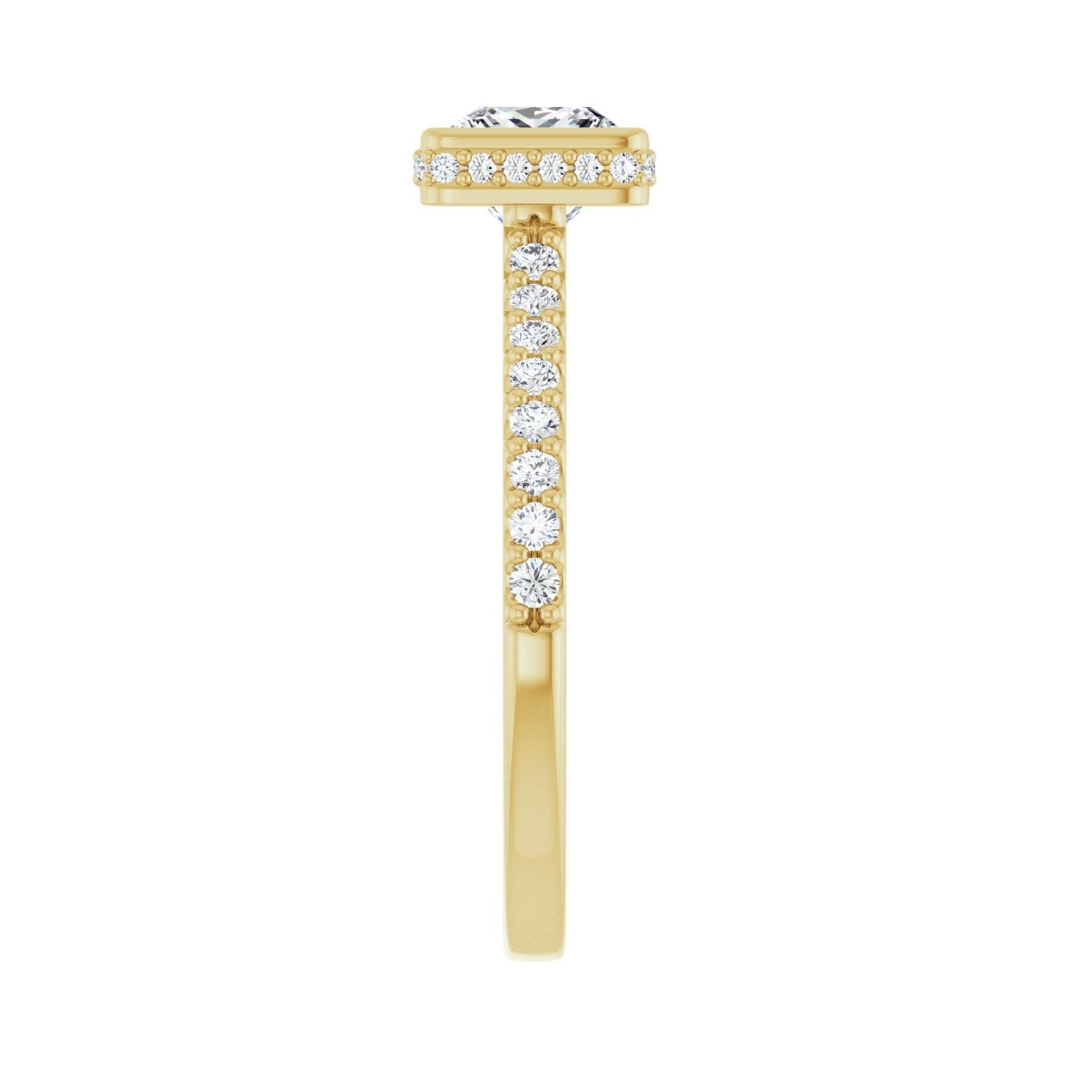 Square Hidden Halo-Style Engagement Ring | Metal Type=14K Yellow Gold | Center Stone Size=1 CT | Image 4