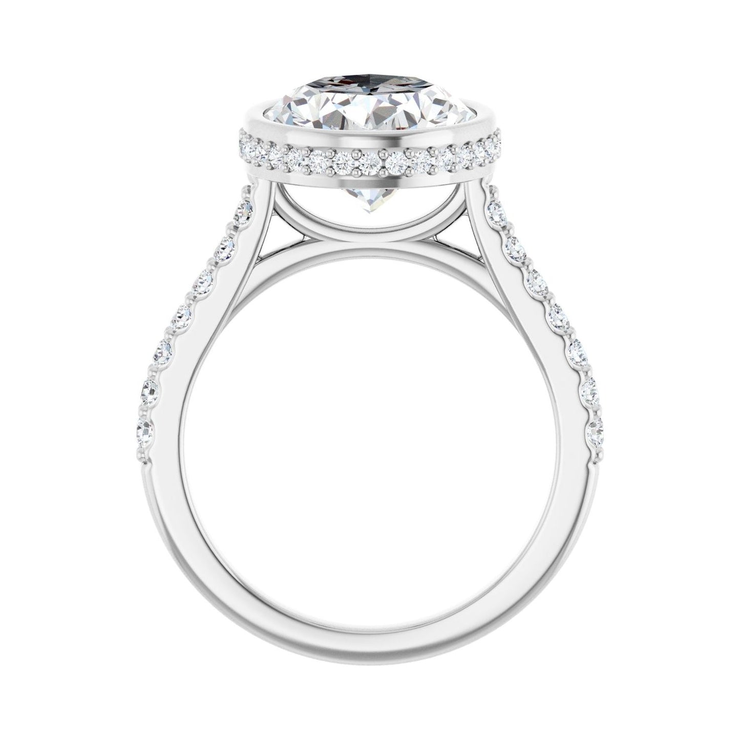 Oval Hidden Halo-Style Engagement Ring | Metal Type=14K White Gold | Center Stone Size=3 CT | Image 2