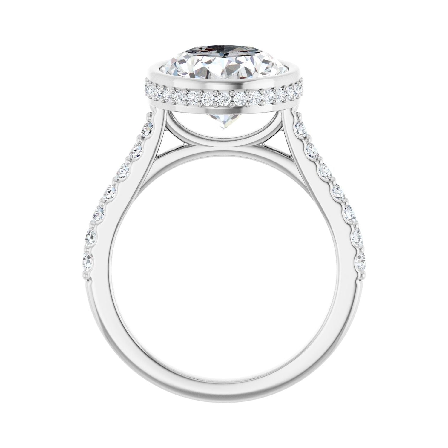 Oval Hidden Halo-Style Engagement Ring | Metal Type=14K White Gold | Center Stone Size=3 CT | Image 2