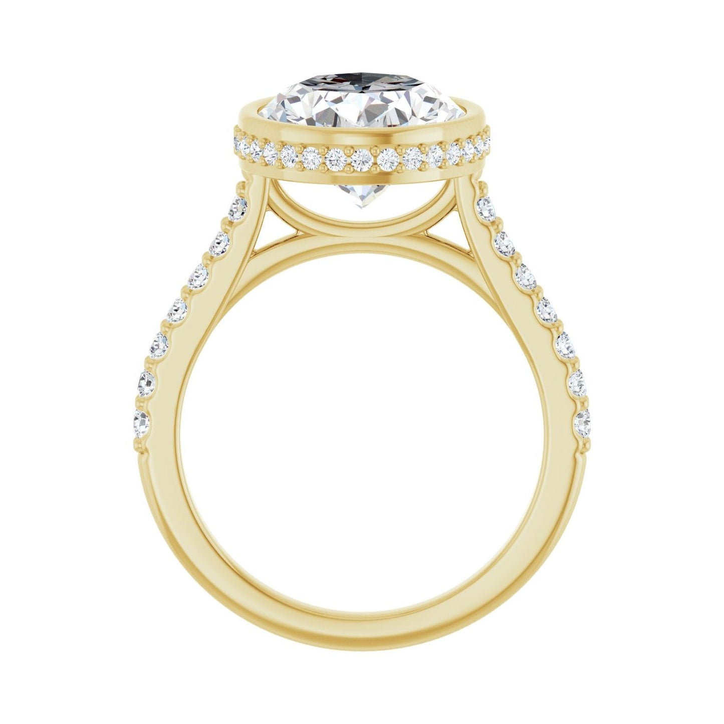 Oval Hidden Halo-Style Engagement Ring | Metal Type=14K Yellow Gold | Center Stone Size=3 CT | Image 2