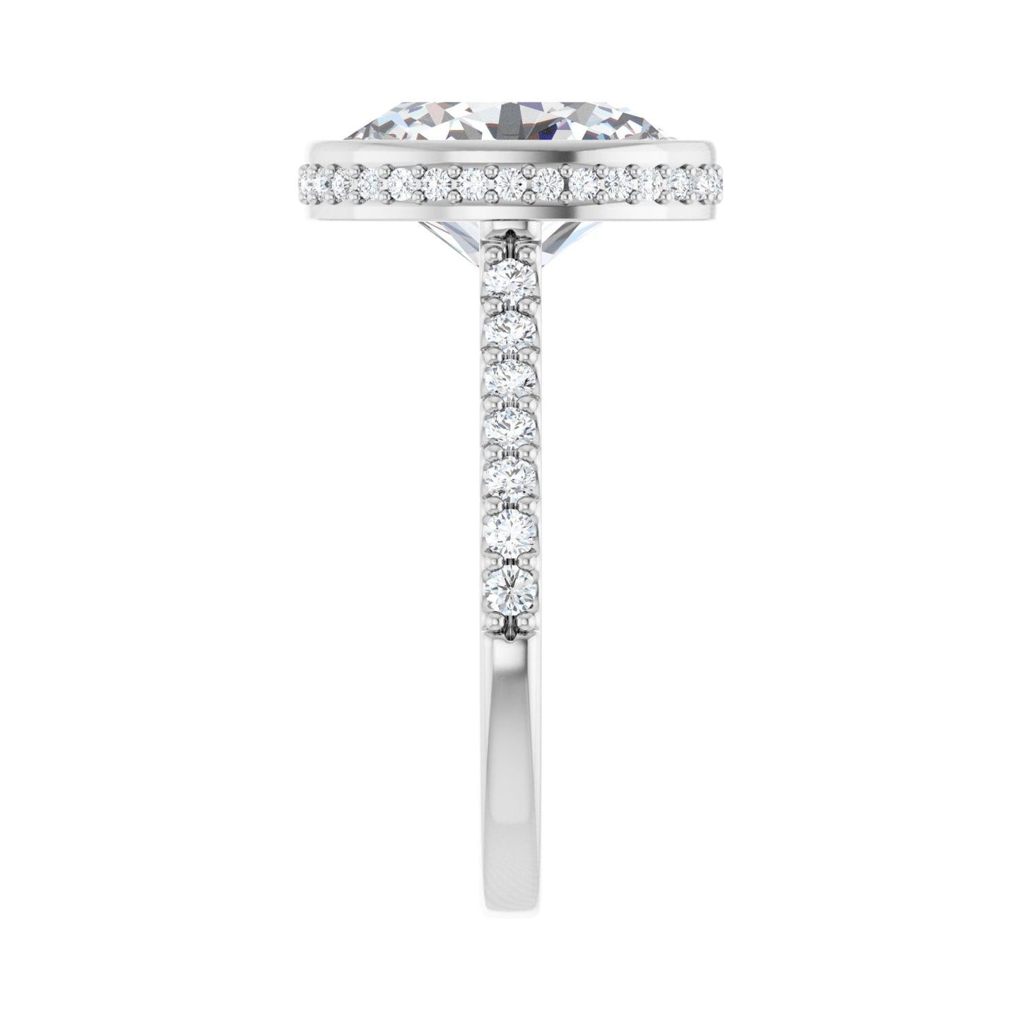 Oval Hidden Halo-Style Engagement Ring | Metal Type=14K White Gold | Center Stone Size=3 CT | Image 4