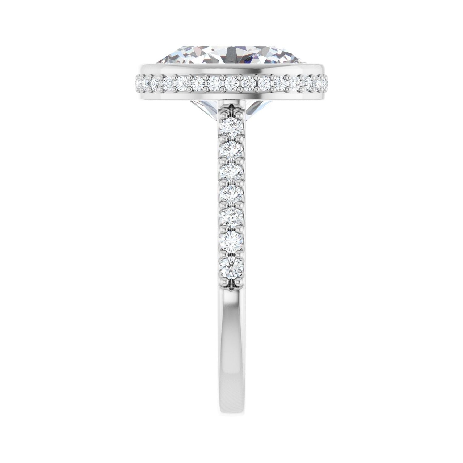 Oval Hidden Halo-Style Engagement Ring | Metal Type=14K White Gold | Center Stone Size=3 CT | Image 4