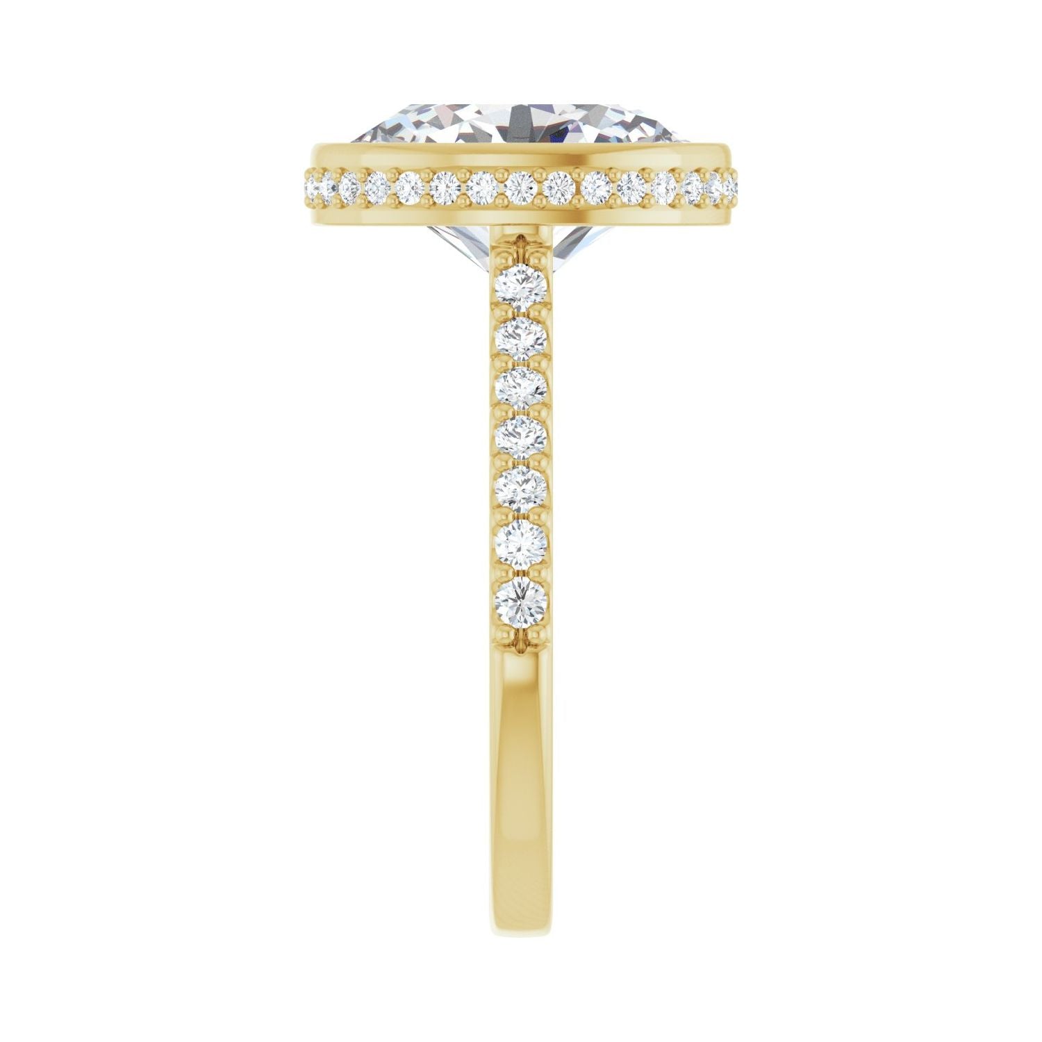 Oval Hidden Halo-Style Engagement Ring | Metal Type=14K Yellow Gold | Center Stone Size=3 CT | Image 4