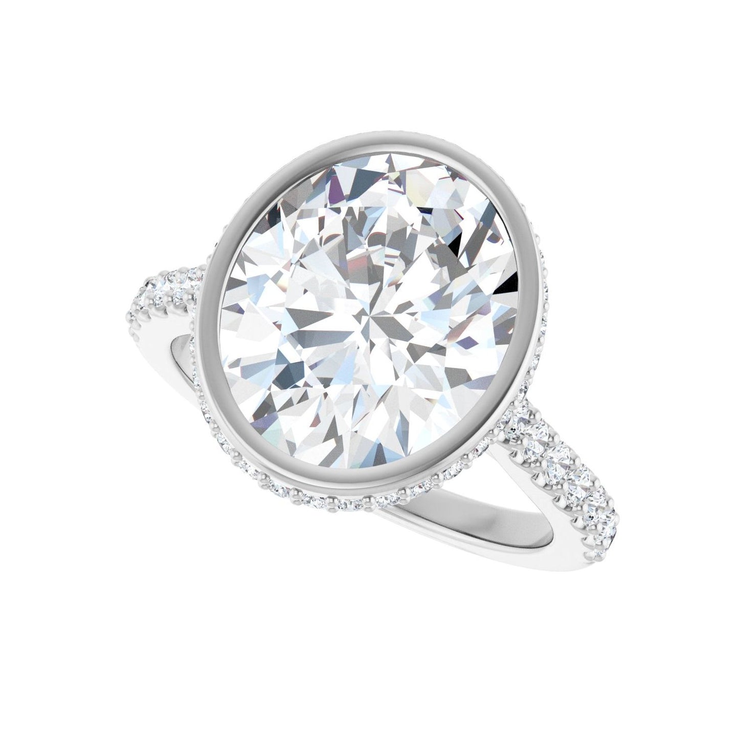 Oval Hidden Halo-Style Engagement Ring | Metal Type=14K White Gold | Center Stone Size=3 CT | Image 5