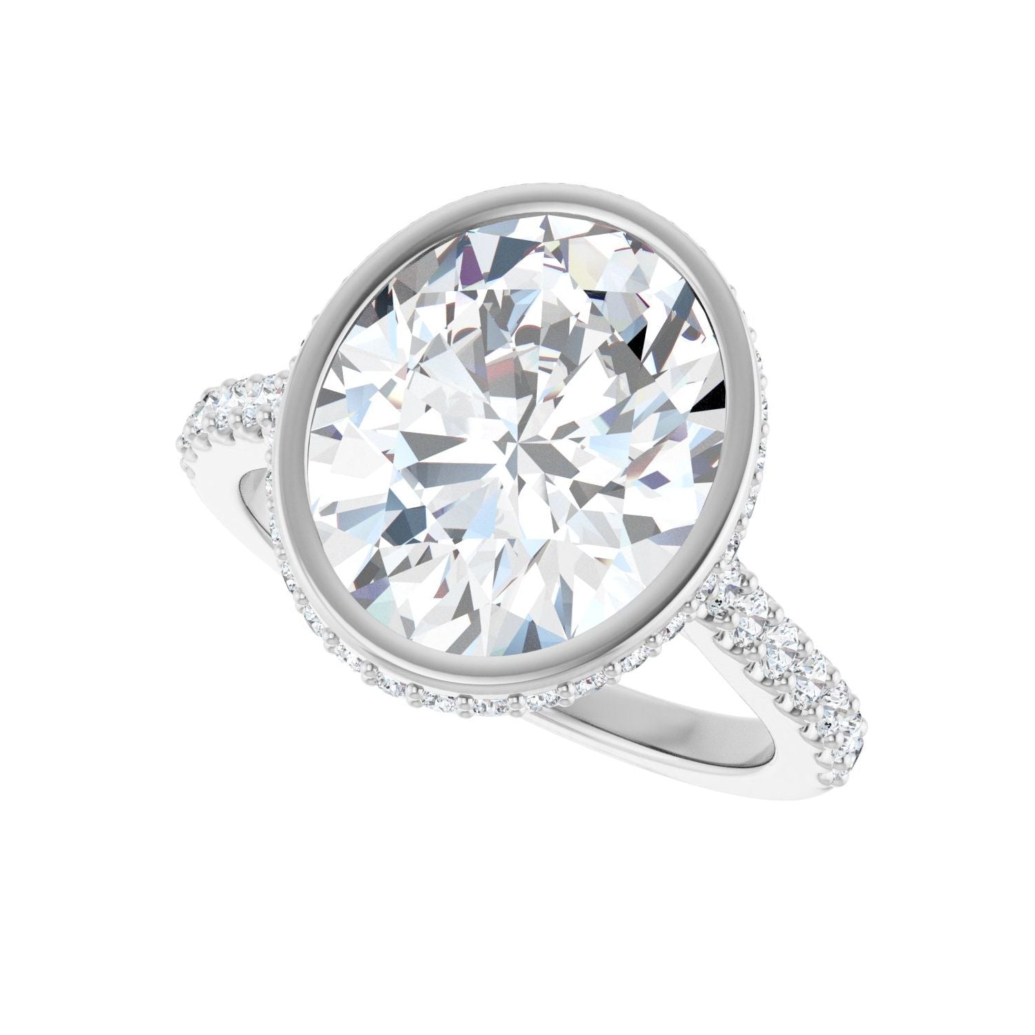 Oval Hidden Halo-Style Engagement Ring | Metal Type=14K White Gold | Center Stone Size=3 CT | Image 5