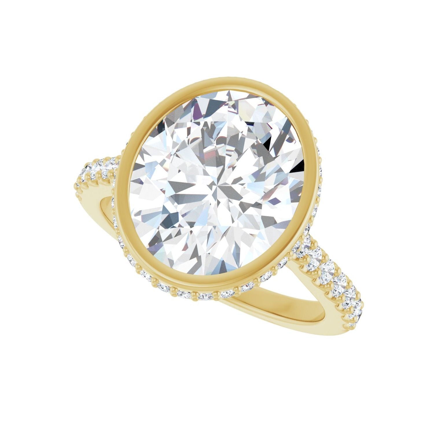 Oval Hidden Halo-Style Engagement Ring | Metal Type=14K Yellow Gold | Center Stone Size=3 CT | Image 5
