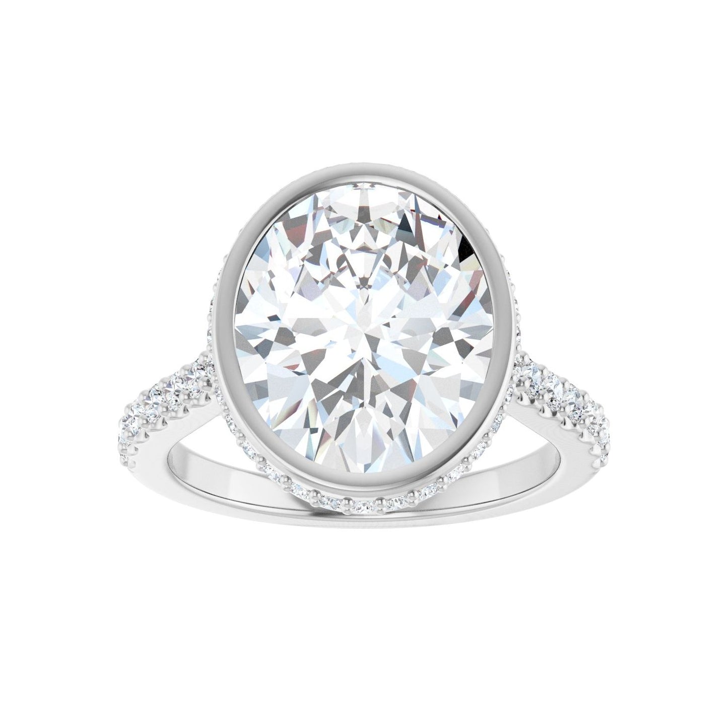 Oval Hidden Halo-Style Engagement Ring | Metal Type=14K White Gold | Center Stone Size=3 CT | Image 3