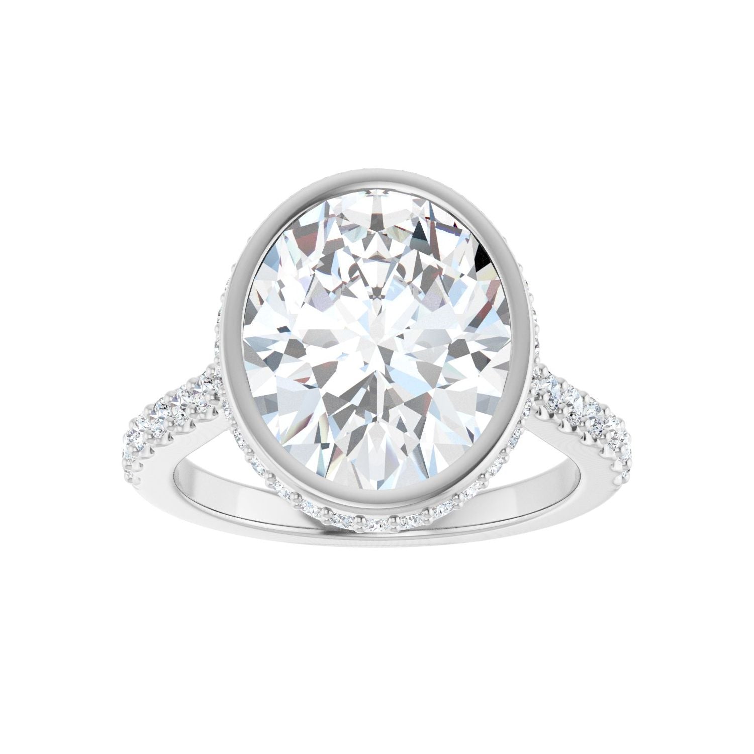 Oval Hidden Halo-Style Engagement Ring | Metal Type=14K White Gold | Center Stone Size=3 CT | Image 3