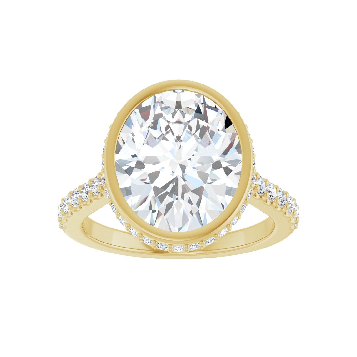 Oval Hidden Halo-Style Engagement Ring | Metal Type=14K Yellow Gold | Center Stone Size=3 CT | Image 3