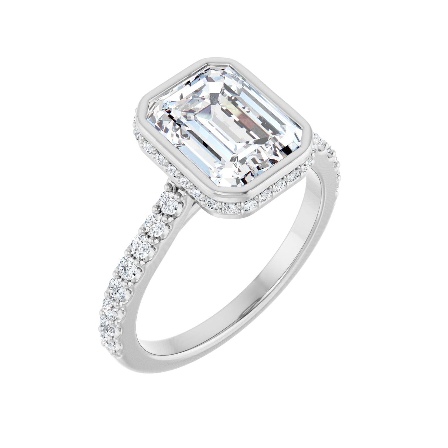 Emerald Hidden Halo-Style Engagement Ring | Metal Type=14K White Gold | Center Stone Size=2.5 CT | Image 1