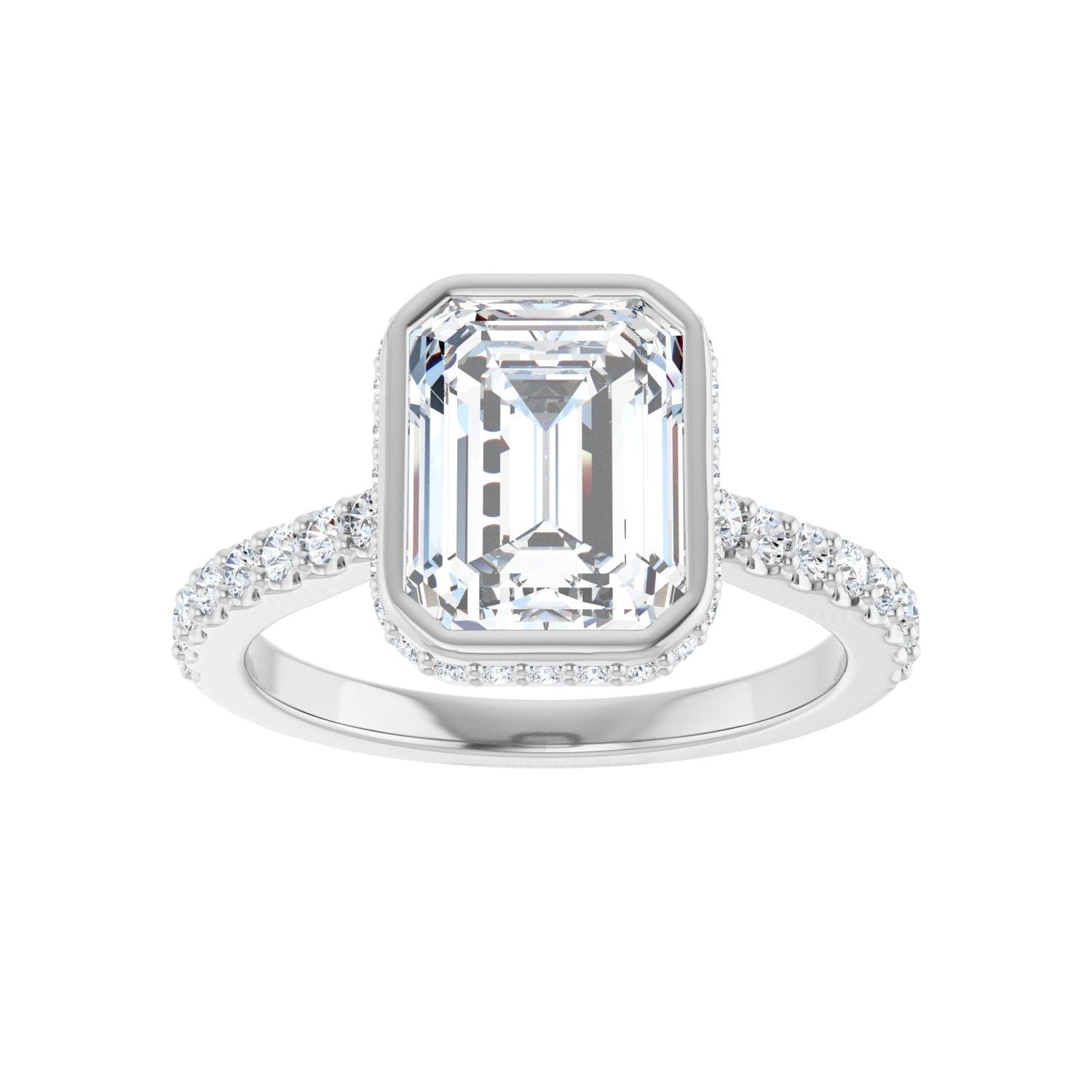 Emerald Hidden Halo-Style Engagement Ring | Metal Type=14K White Gold | Center Stone Size=2.5 CT | Image 3