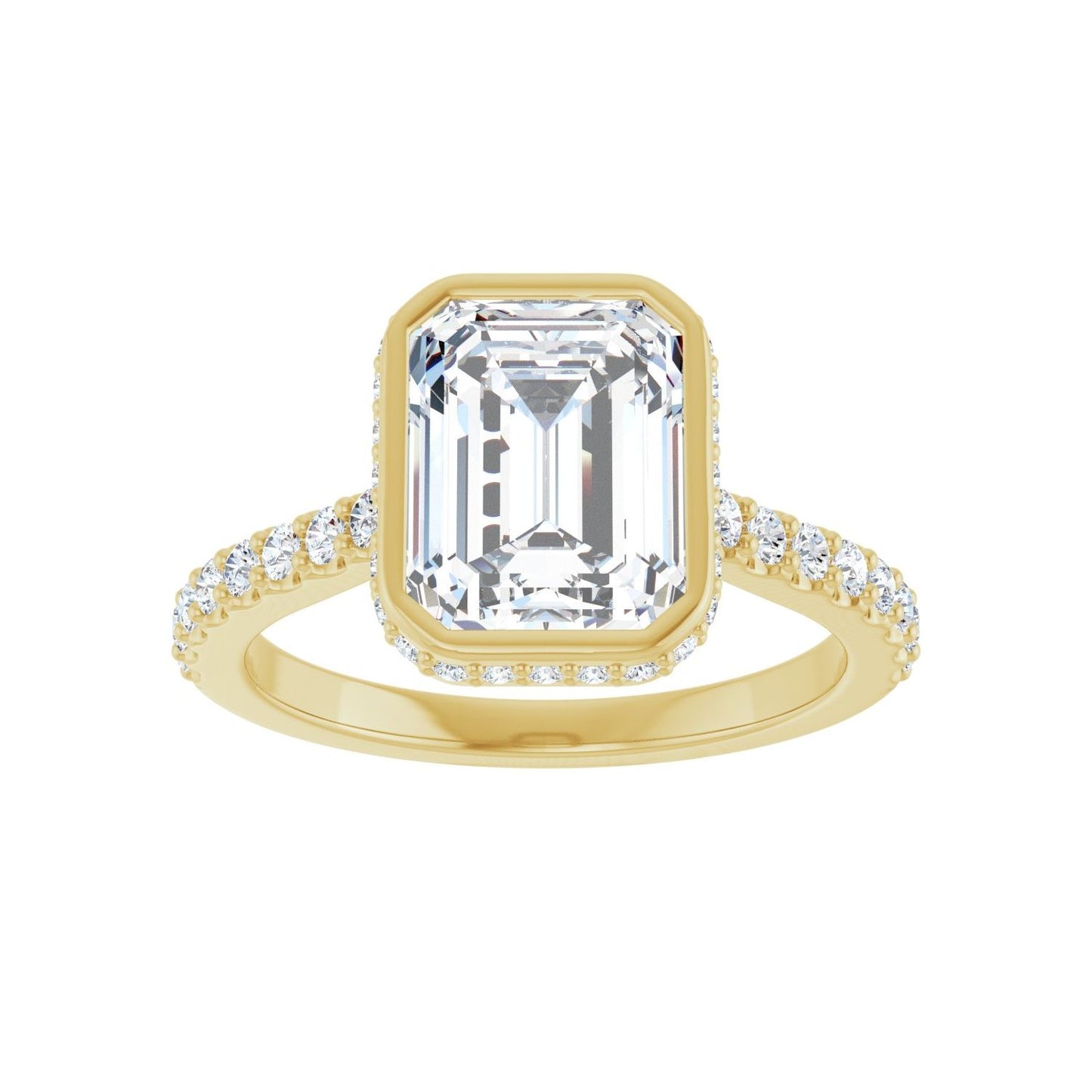 Emerald Hidden Halo-Style Engagement Ring | Metal Type=14K Yellow Gold | Center Stone Size=2.5 CT | Image 3