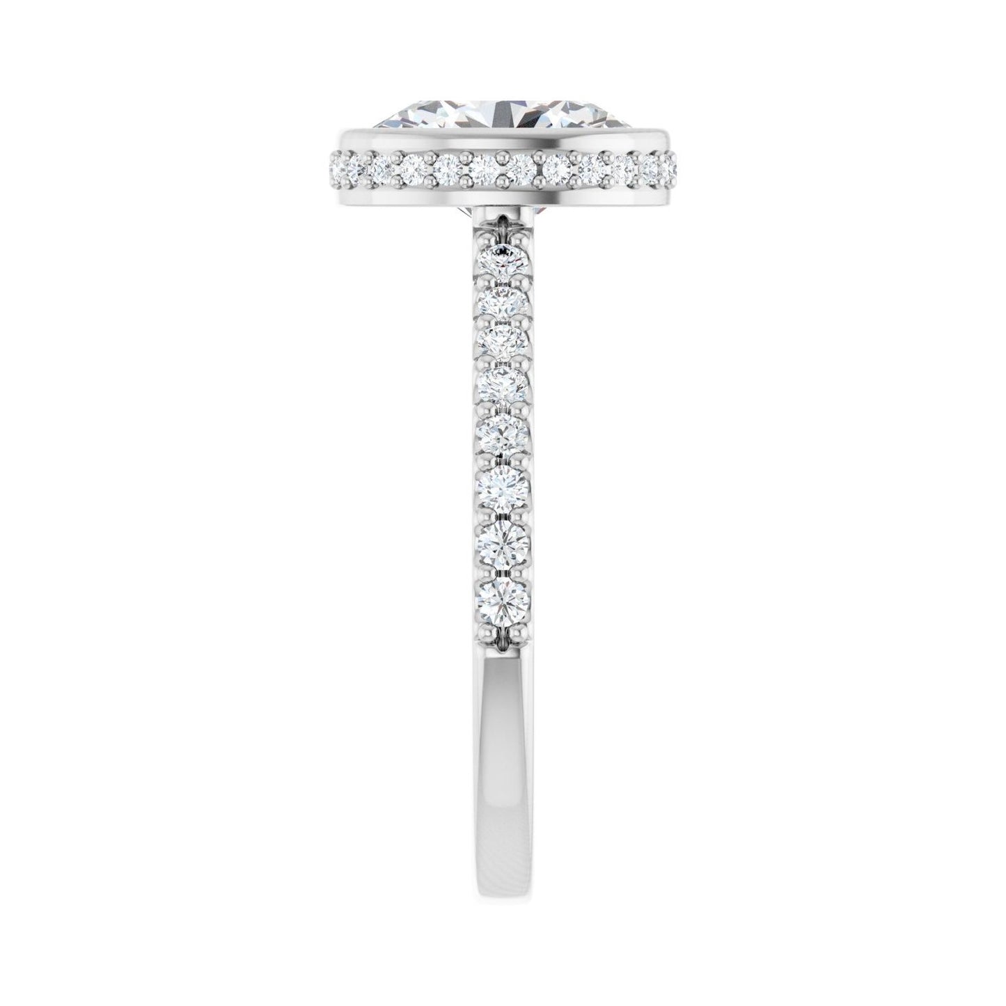 Oval Hidden Halo-Style Engagement Ring | Metal Type=14K White Gold | Center Stone Size=2 CT | Image 4