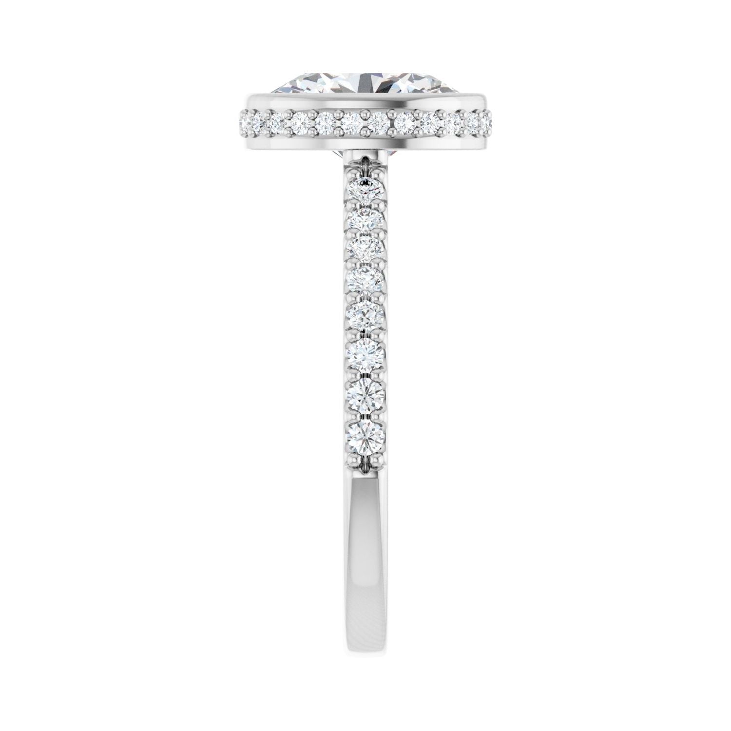 Oval Hidden Halo-Style Engagement Ring | Metal Type=14K White Gold | Center Stone Size=2 CT | Image 4