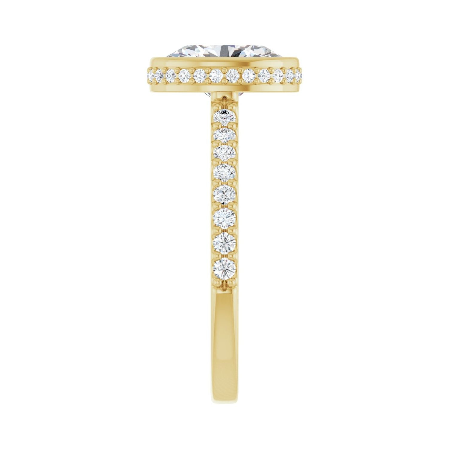 Oval Hidden Halo-Style Engagement Ring | Metal Type=14K Yellow Gold | Center Stone Size=2 CT | Image 4