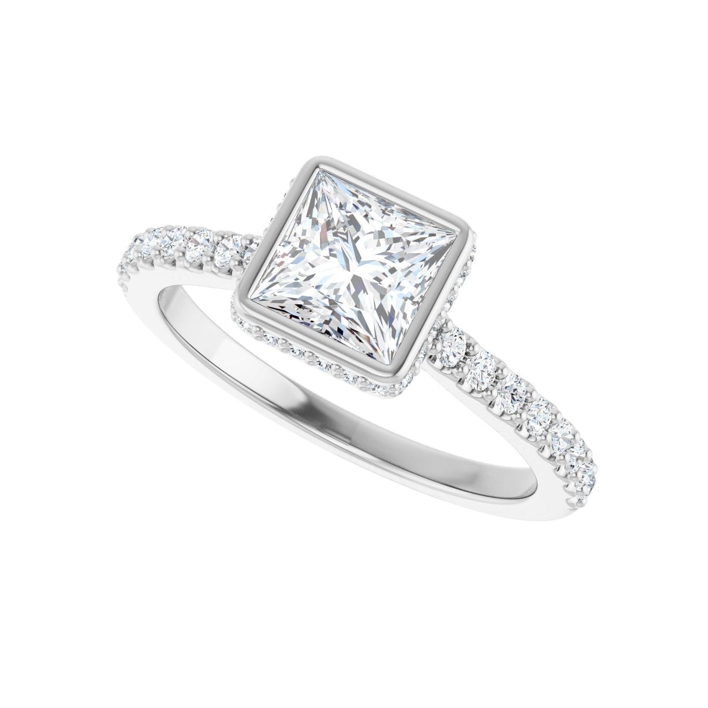 Square Hidden Halo-Style Engagement Ring | Metal Type=14K White Gold | Center Stone Size=1 CT | Image 5