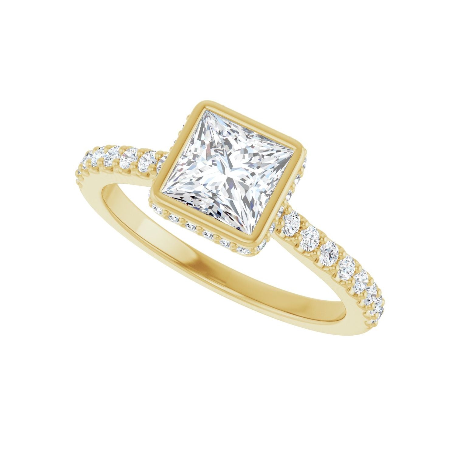 Square Hidden Halo-Style Engagement Ring | Metal Type=14K Yellow Gold | Center Stone Size=1 CT | Image 5