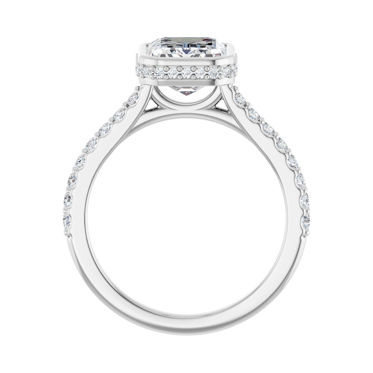 Emerald Hidden Halo-Style Engagement Ring | Metal Type=14K White Gold | Center Stone Size=2.5 CT | Image 2